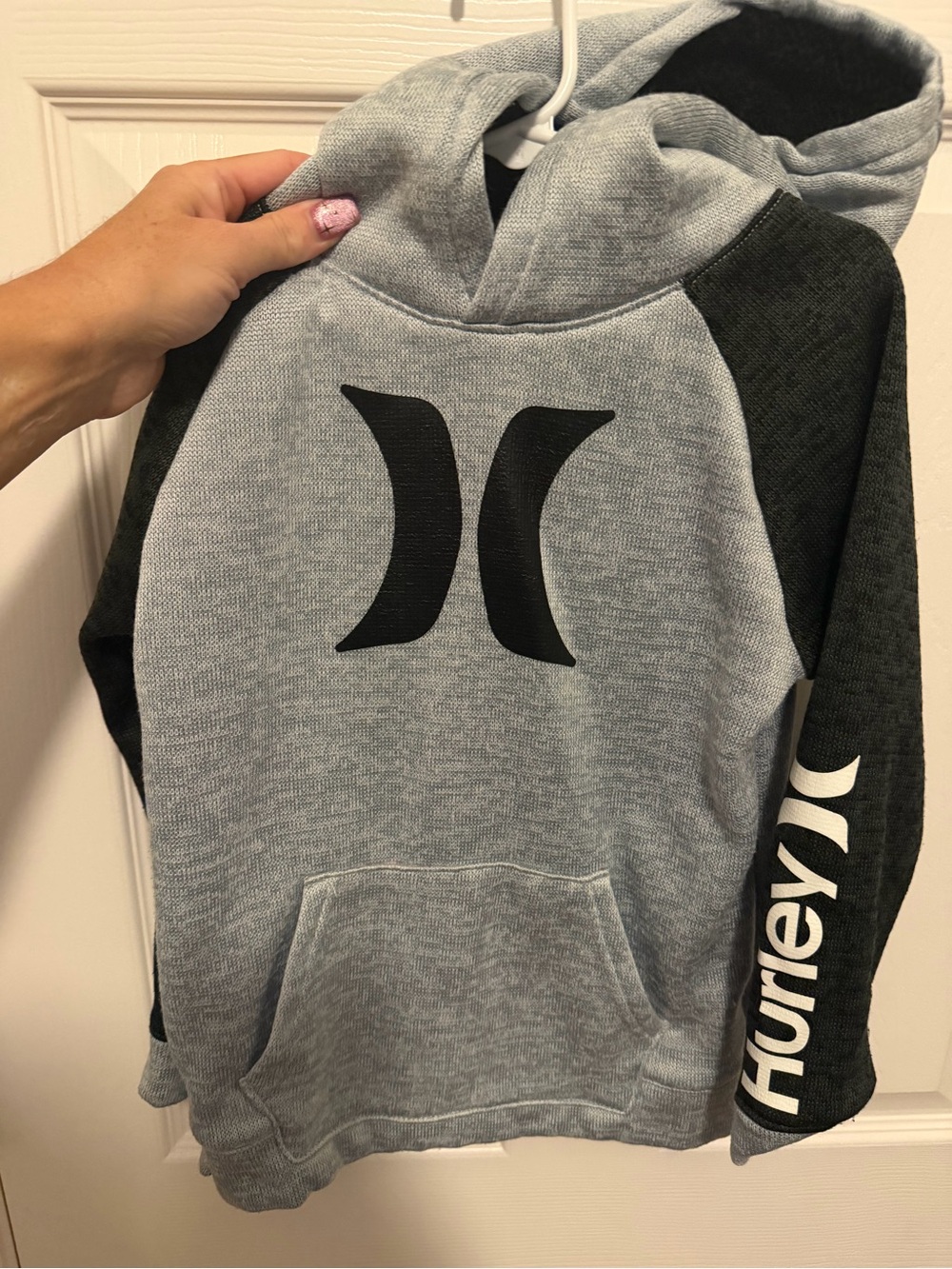 Hurley Gray and Black Pullover Hoodie with Logo